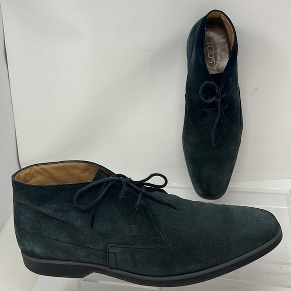 Tod’s Sz 10 Desert Boots in Blue Suede Chukka Boots Shoes - Picture 1 of 9